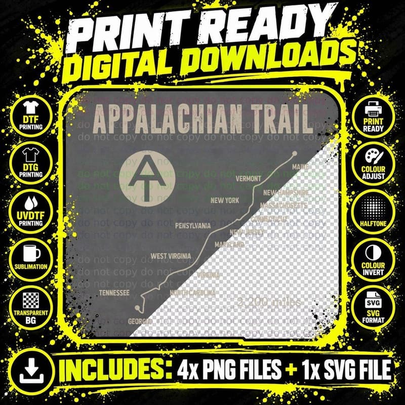 Thruh Hiker, Appalachian Trail Hiking T-Shirt Png SVG Digital Bundle