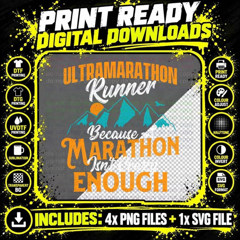 Ultramarathon Runner - 50K 100K Finisher Race Trail Png SVG Digital Bundle