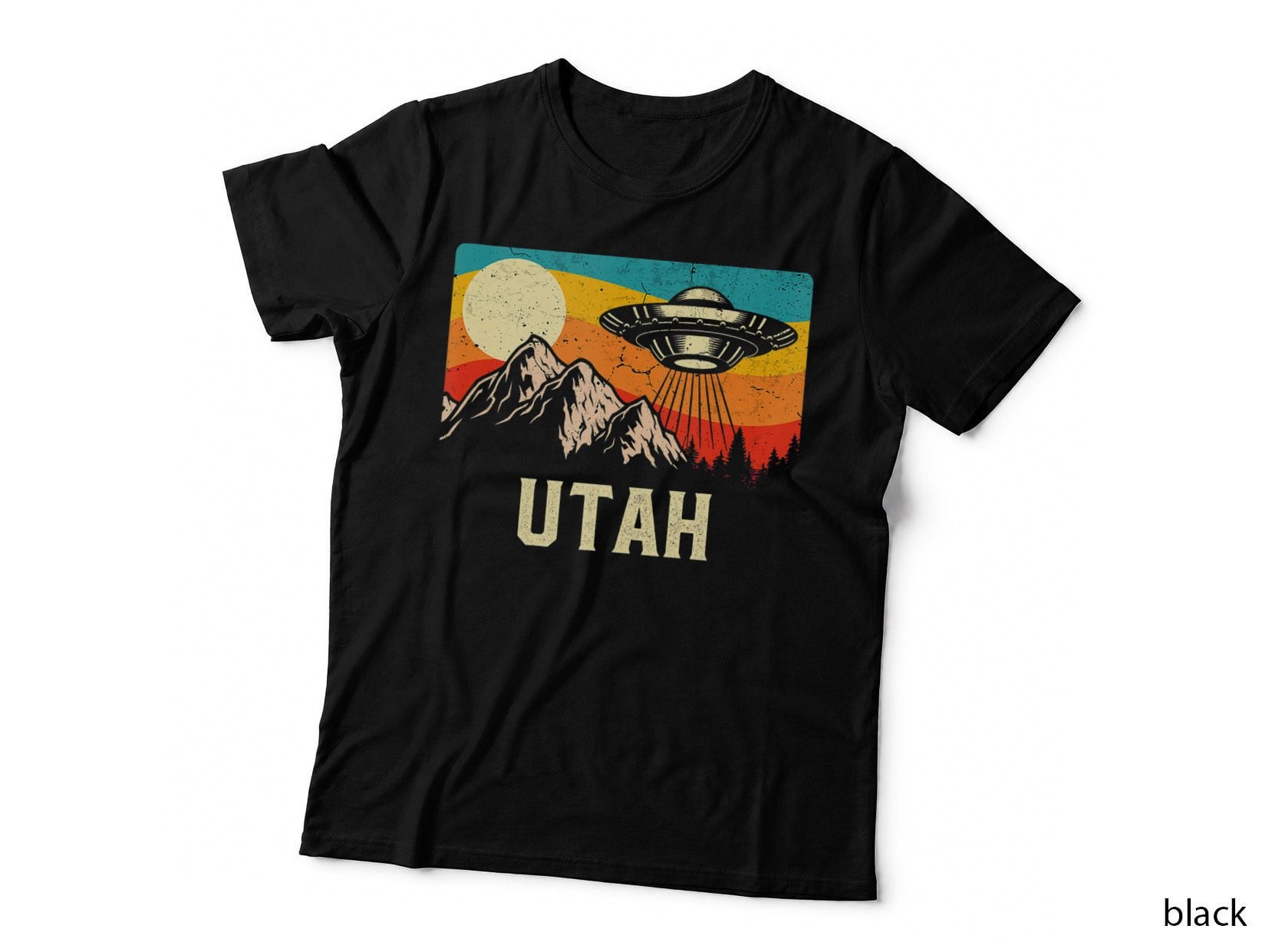 Utah UFO Alien Spaceship Mountains Retro Hiking, Mountain T-Shirt