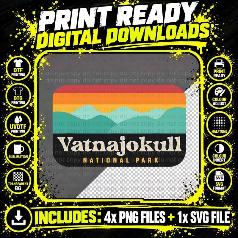 Vatnajokull National Park Iceland Camping Glacier Hike Png SVG Digital Bundle
