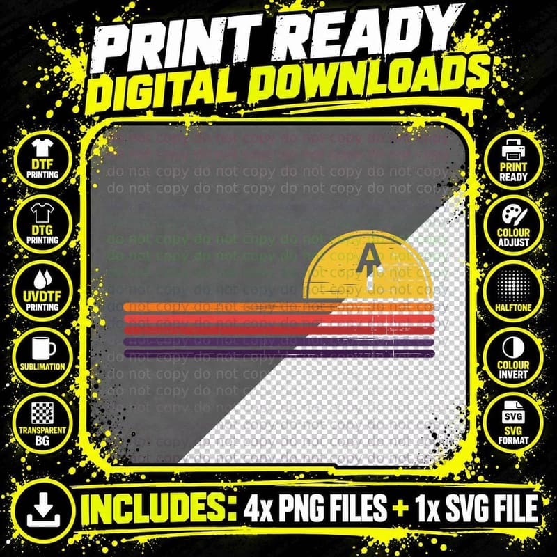 Vintage Appalachian Trail Horizontal Stripe Hiking Png SVG Digital Bundle