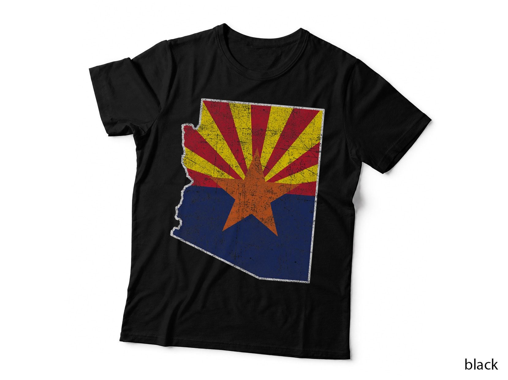 Vintage Arizona Flag Grand Canyon Saguaro Retro Mens Hiking T-Shirt