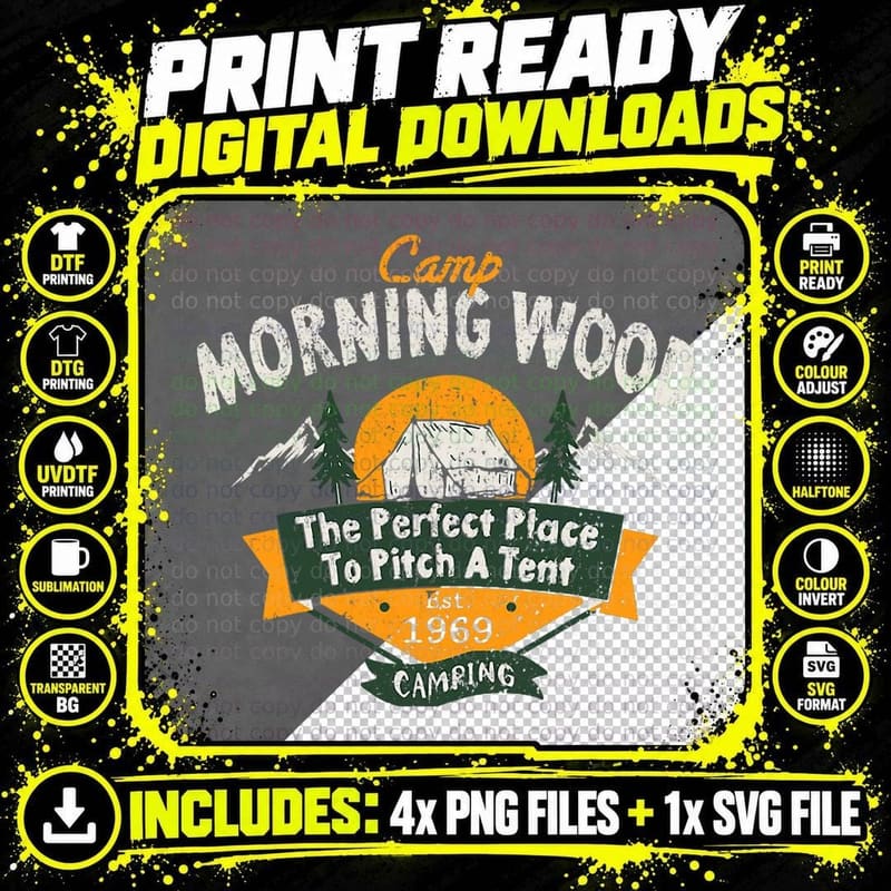 Vintage Camp Morning Wood Camping the Perfect Place to Png SVG Digital Bundle