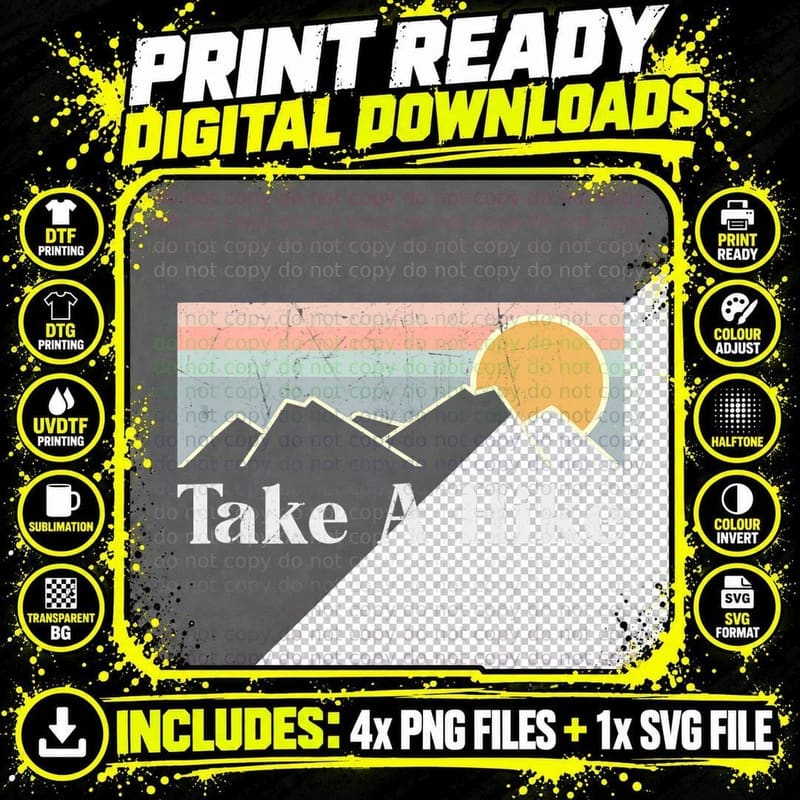 Vintage Camping Hiking Outdoor Mountain Take a Hike Top Png SVG Digital Bundle