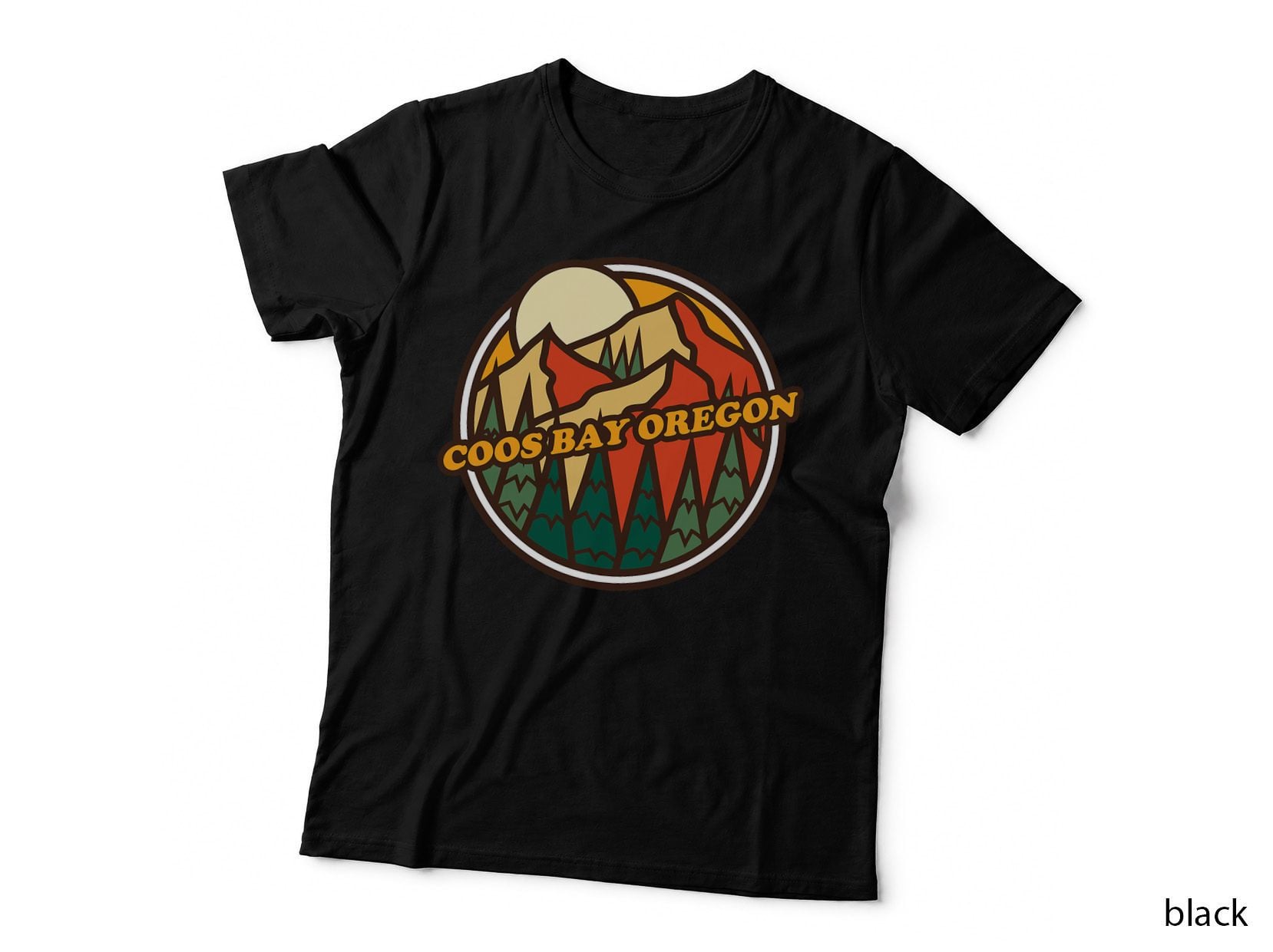 Vintage Coos Bay, Oregon Mountain Hiking Souvenir Print T-Shirt