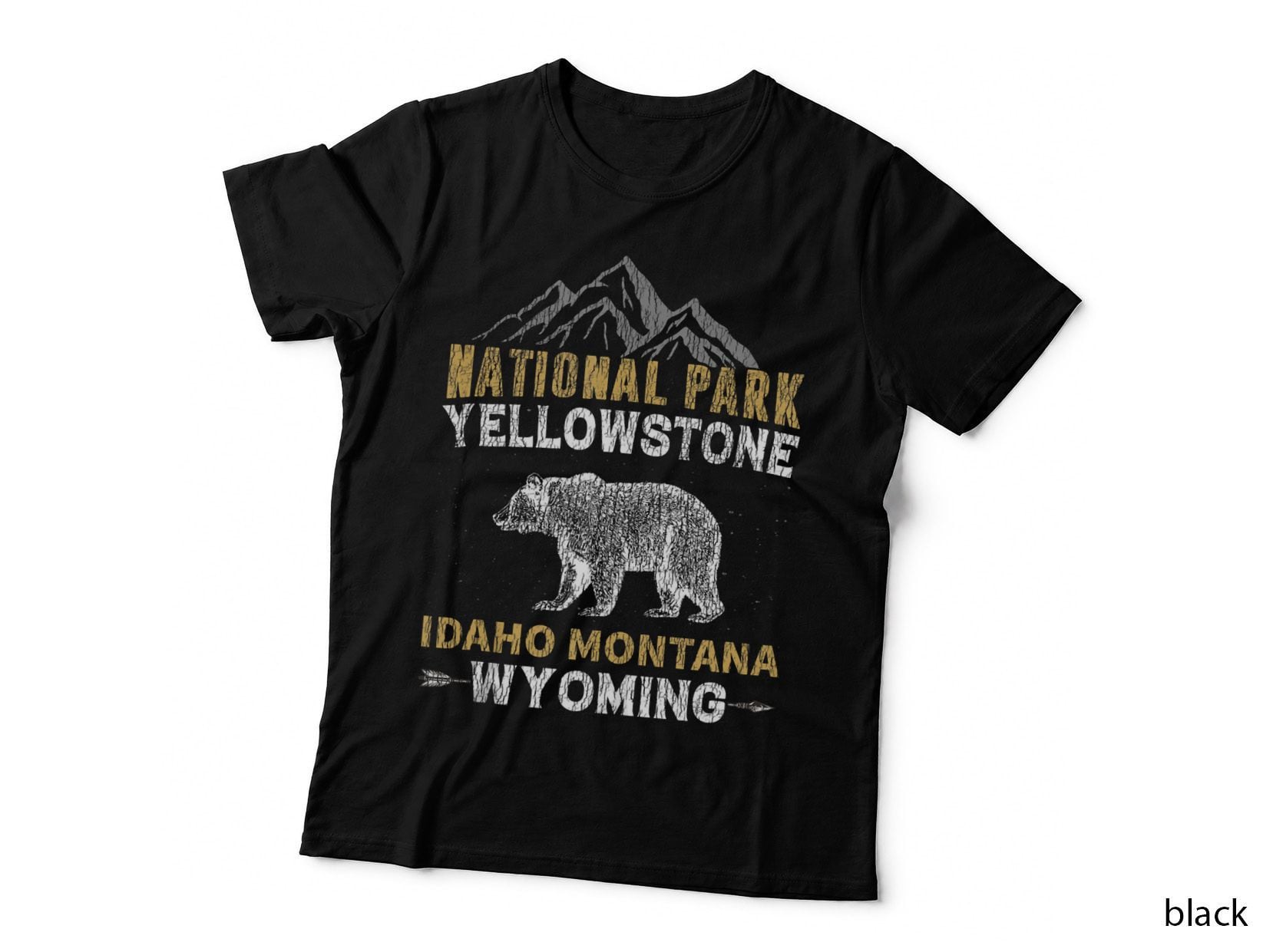 Vintage Grizzly Bear Hiking Camper Yellowstone National Park Top T-Shirt