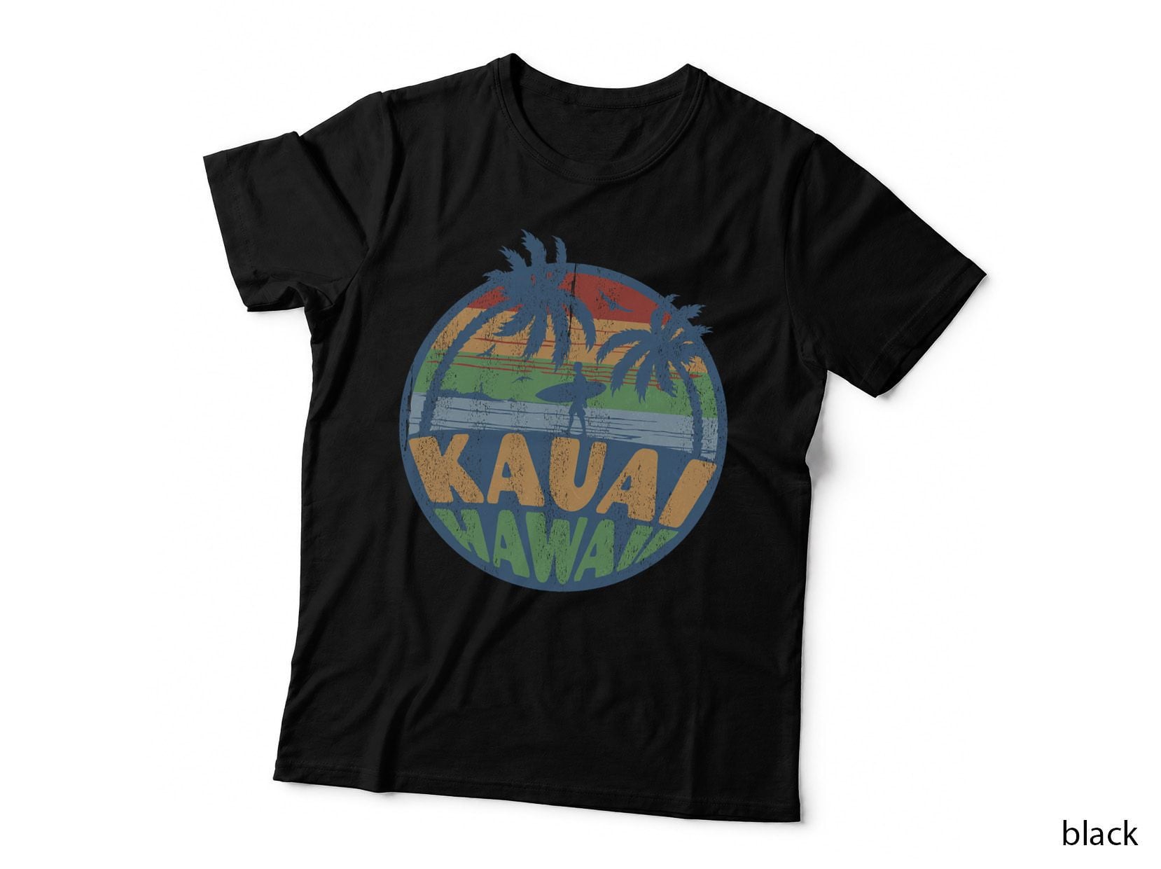 Vintage Kauai Hawaii Beach Surfing 70s Surf Retro Distressed T-Shirt