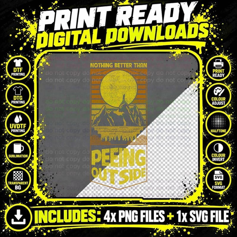 Vintage Nothing Better Than Peeing Outside Camping Png SVG Digital Bundle