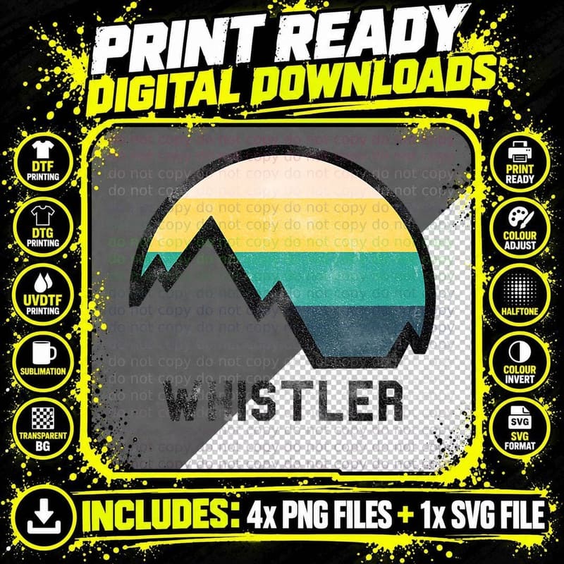 Vintage Retro Whistler Canada Hiking T-Shirt Png SVG Digital Bundle