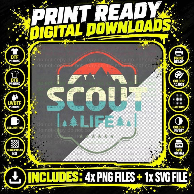 Vintage Scout Life for a Camping Nature Hiking Scout Png SVG Digital Bundle