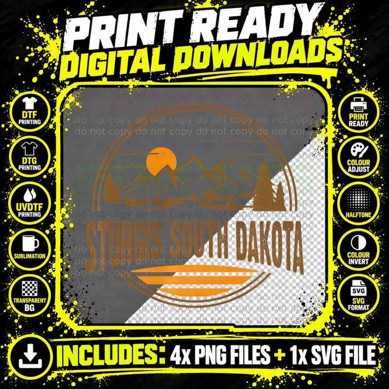 Vintage Sturgis, South Dakota Mountain Hiking Souvenir Png SVG Digital Bundle
