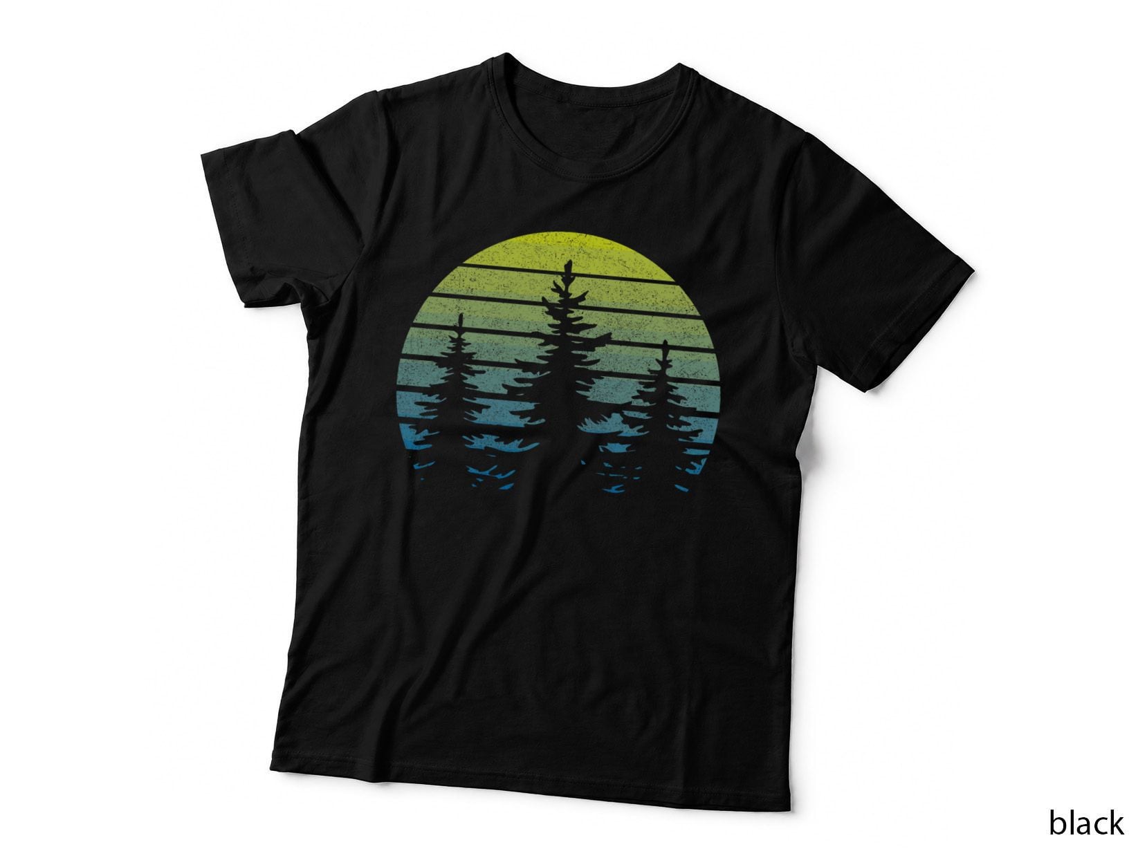 Vintage Sunset Trees Hiking Camping Souvenir Retro Throwback T-Shirt