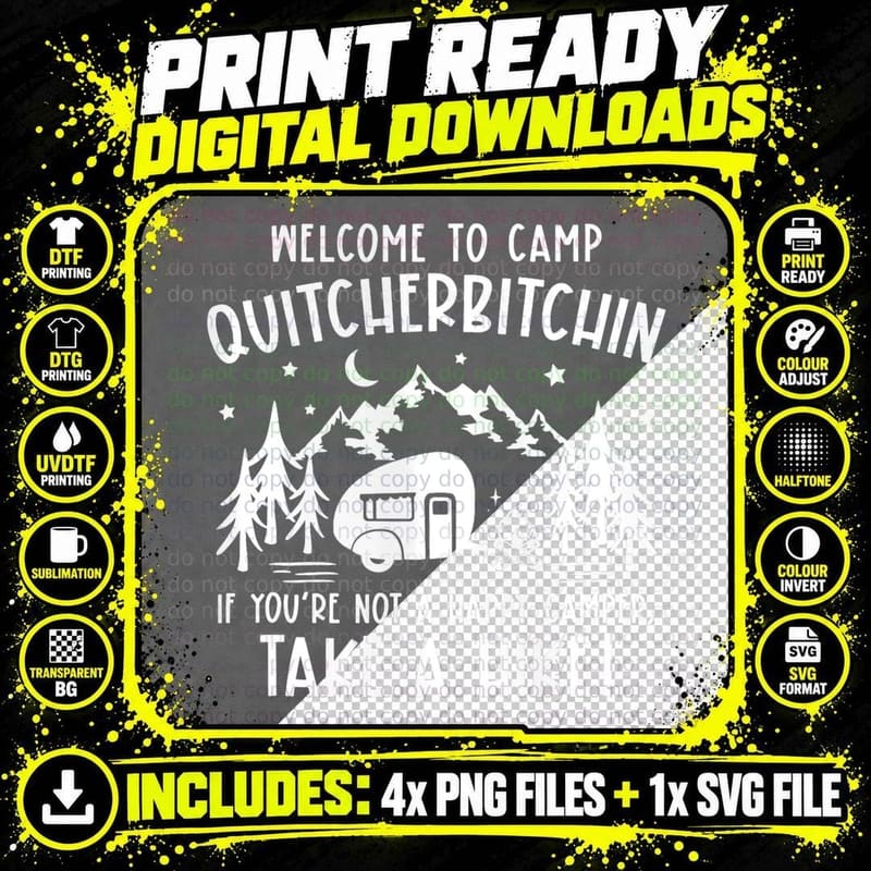 Welcome to Camp Quitcherbitchin Summer Camp Camping Life Png SVG Digital Bundle