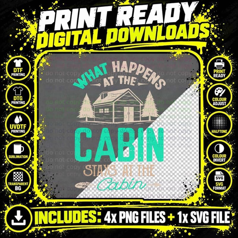 What Happens at the Cabin Stays at the Cabin Camping Png SVG Digital Bundle