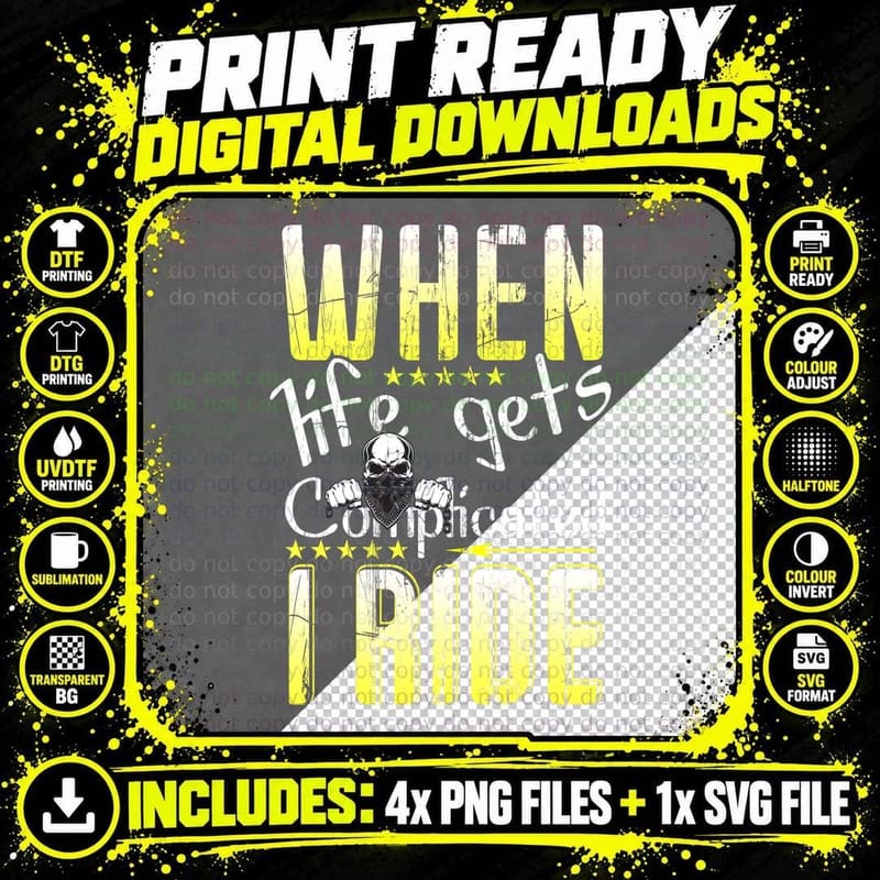 When Life Gets Complicated I Ride Shirt, Adventure Ride Png SVG Digital Bundle