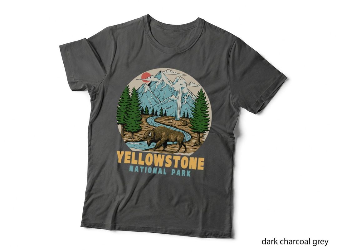 Yellowstone National Park Bison Hiking Camping Outdoor T-Shirt