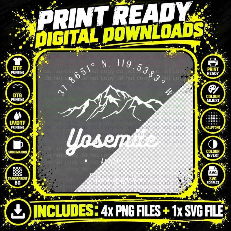 Yosemite Adventure Explorer Hiking Png SVG Digital Bundle