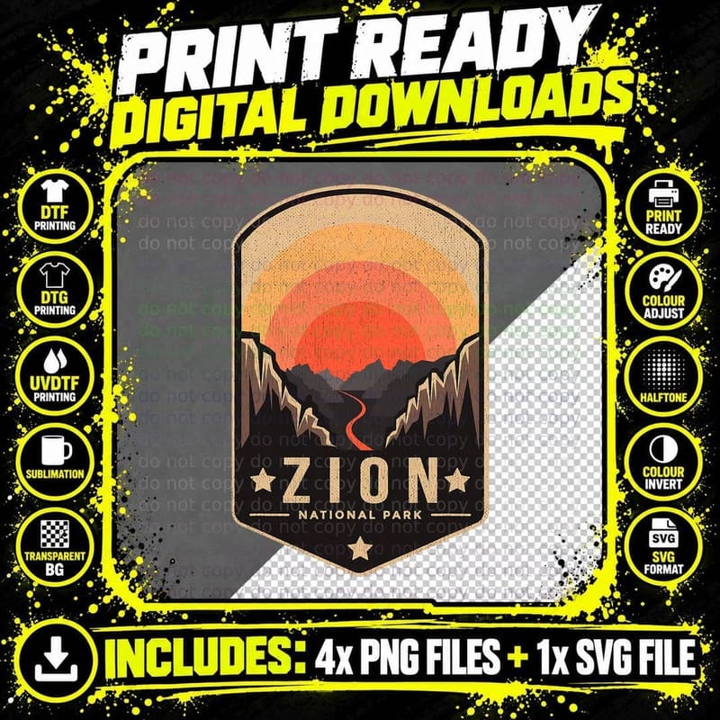 Zion National Park Merchandise Zion Hiking Souvenir Png SVG Digital Bundle