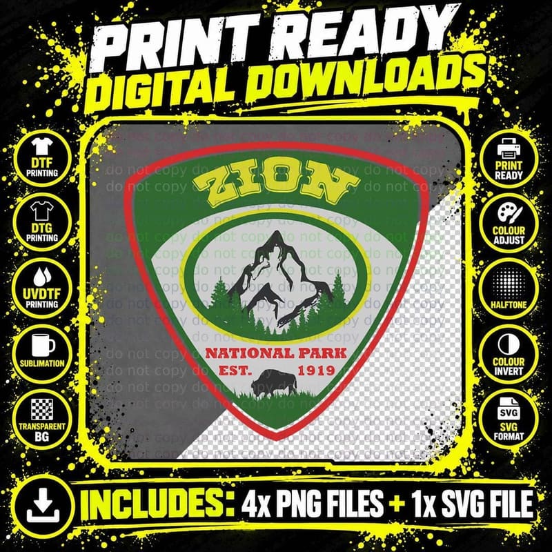 Zion National Park T Utah Hiking Wanderlust T-Shirt Png SVG Digital Bundle