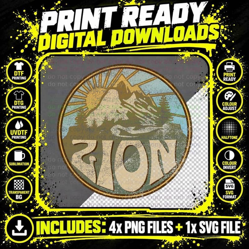 Zion National Park Utah Nature Mountains Hiking Outdoors Png SVG Digital Bundle