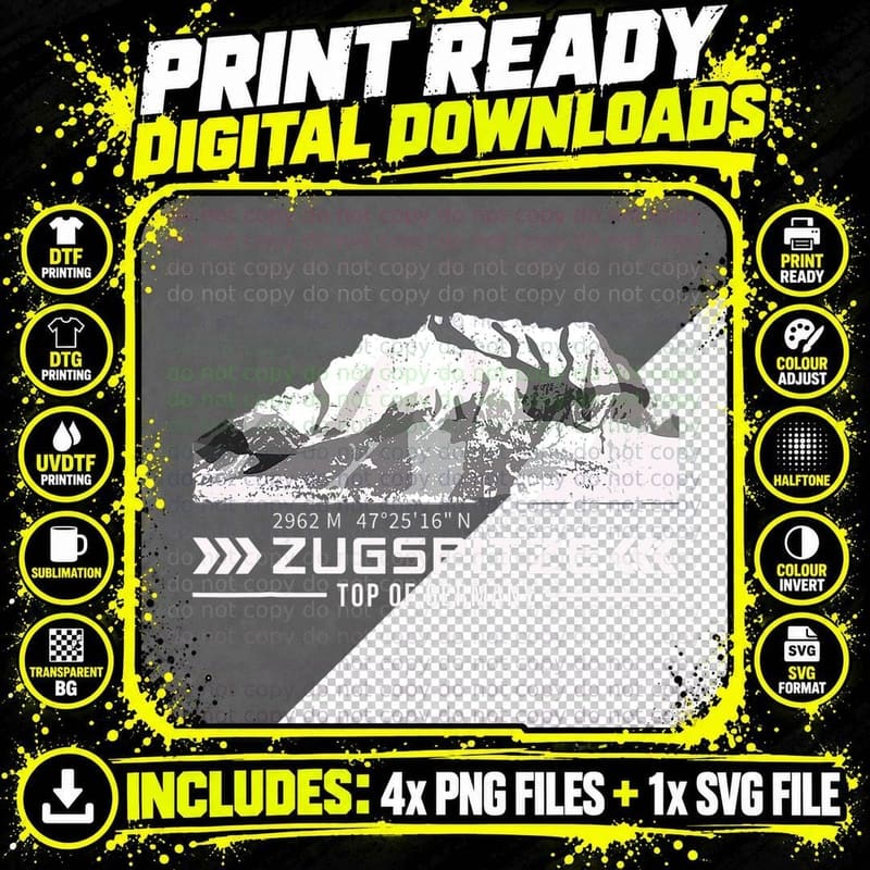 Zugspitze Alps Wetterstein Range Hiking Climbing Png SVG Digital Bundle