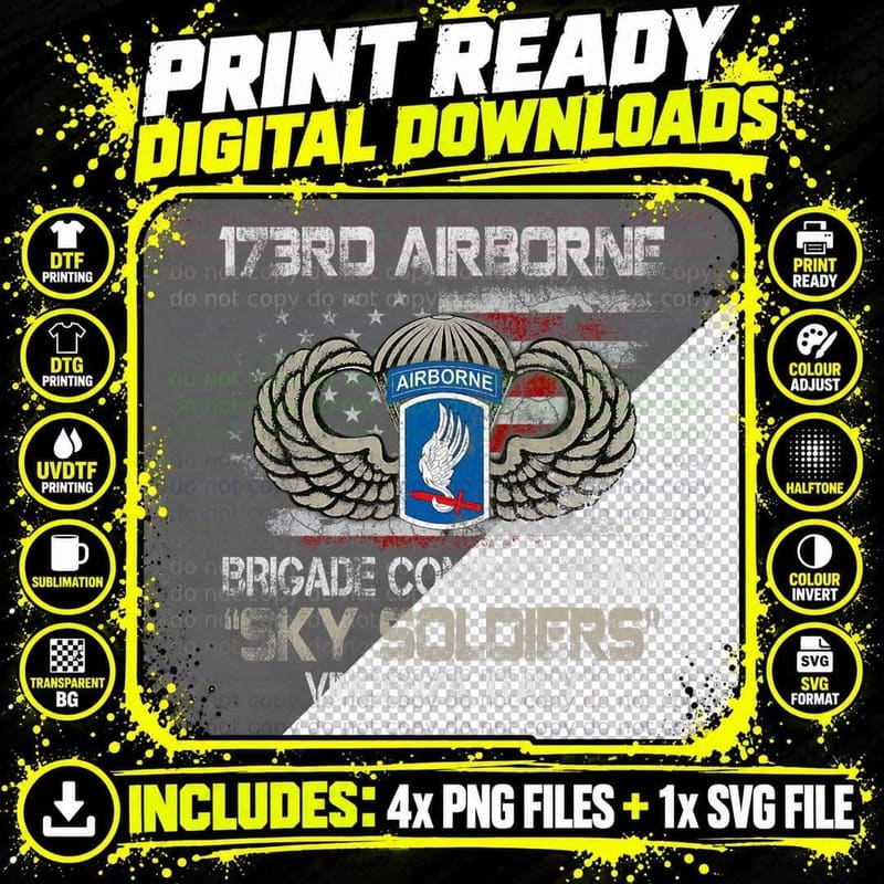 173rd Airborne Brigade Combat Team U.s Flag Veteran Gift Png SVG Digital Bundle
