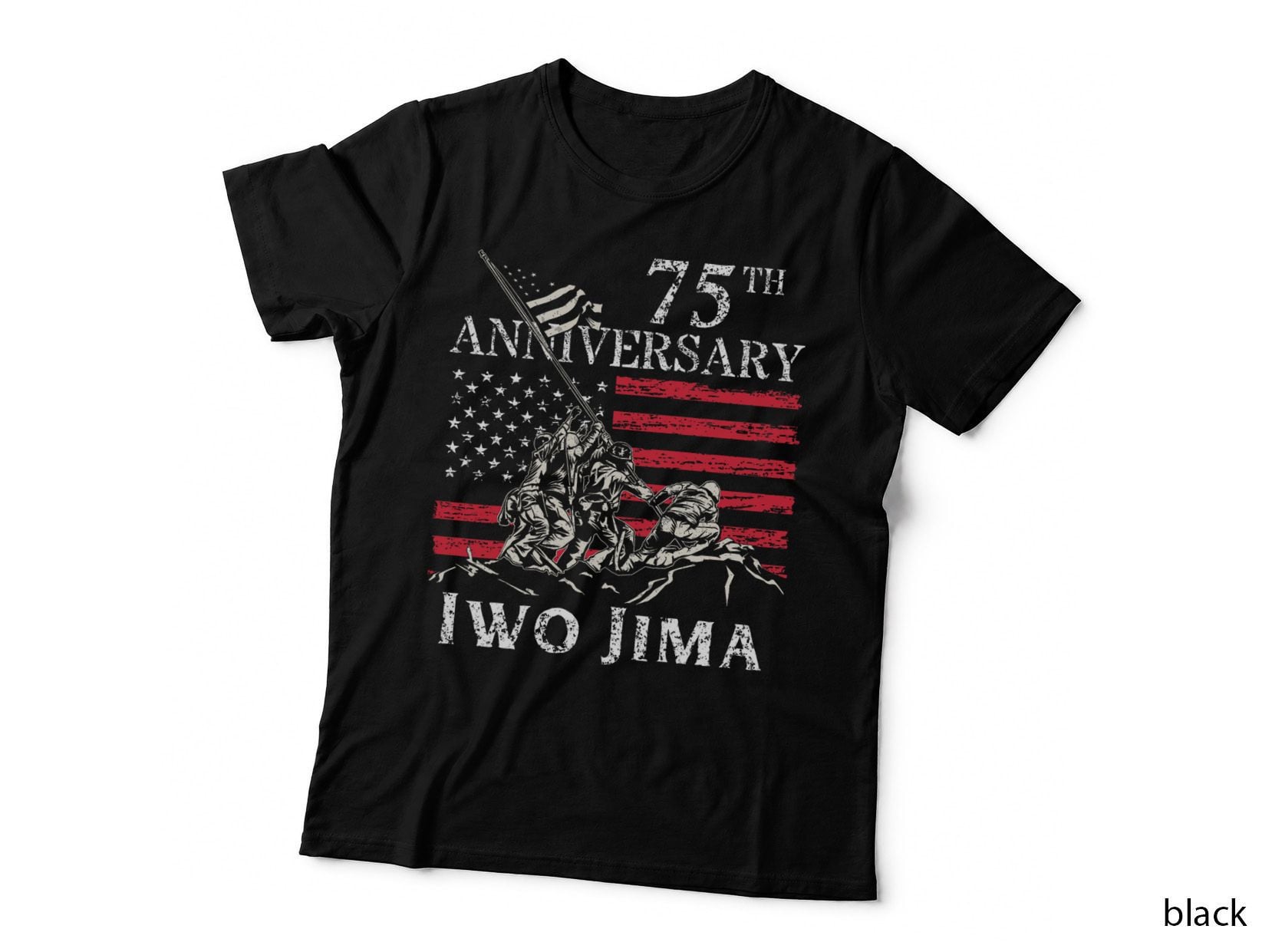 75th Anniversary Iwo Jima WWII Veteran US Flag Patriotic T-Shirt