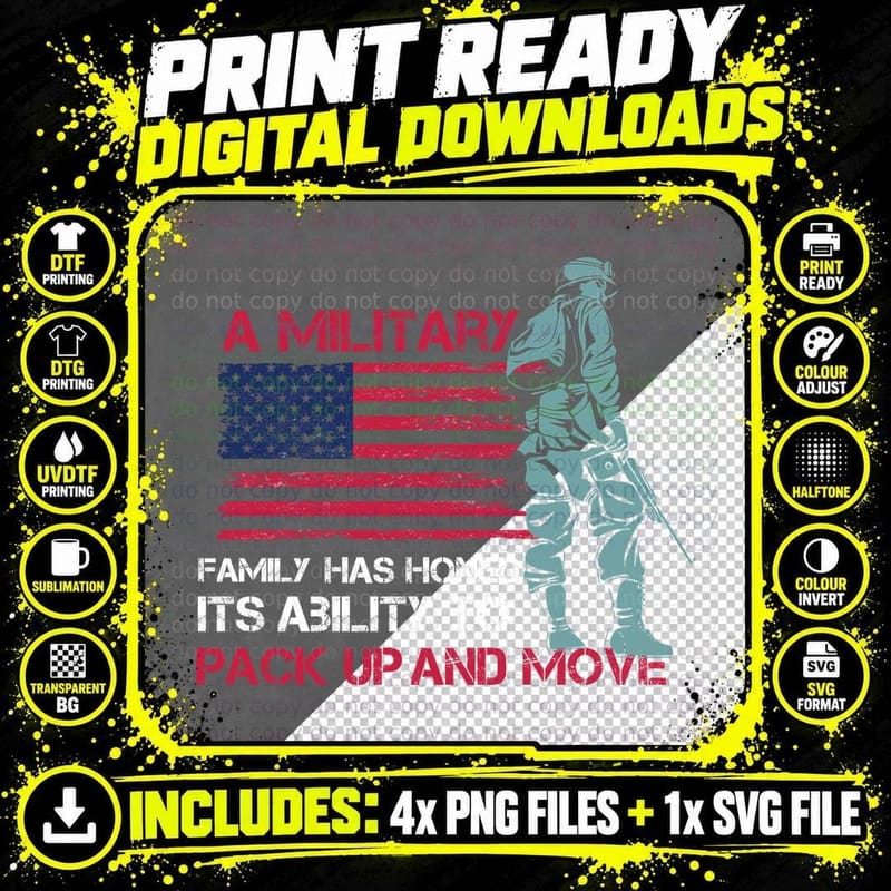 A Military Family Has Honed Its Ability to Pack up and Png SVG Digital Bundle