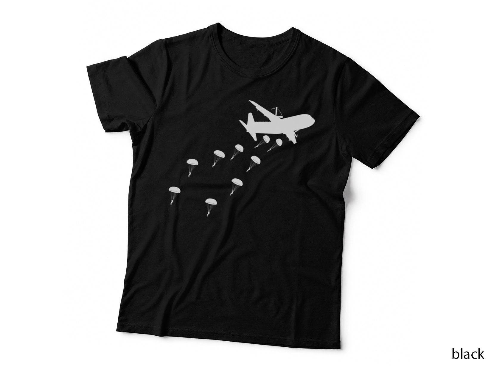 Airborne Paratrooper Parachute Jump Military Silhouette T-Shirt