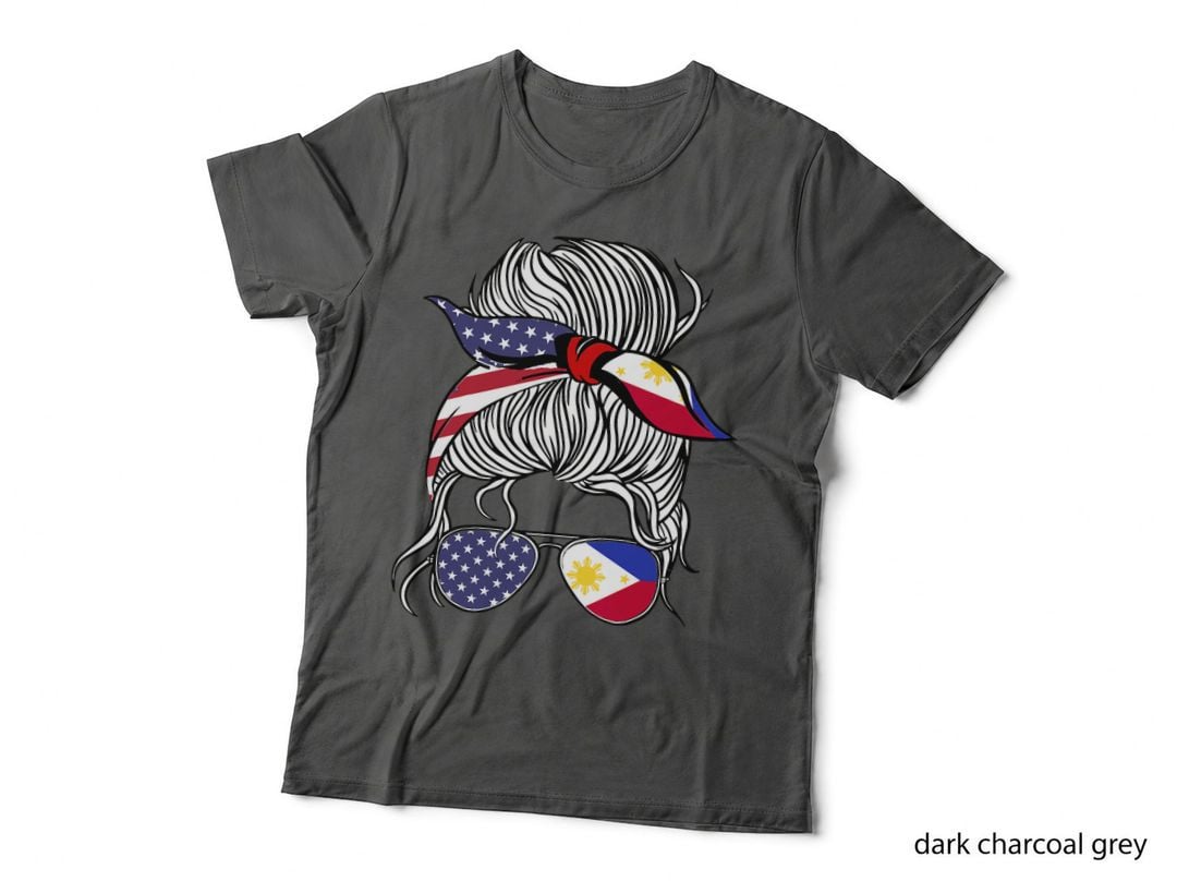 American Filipina Patriot Flag Women Girl Philippines Grown T-Shirt