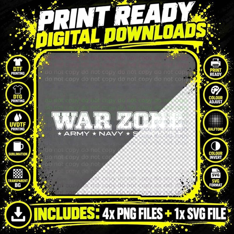 Army Navy Surplus Warzone T-Shirt Png SVG Digital Bundle