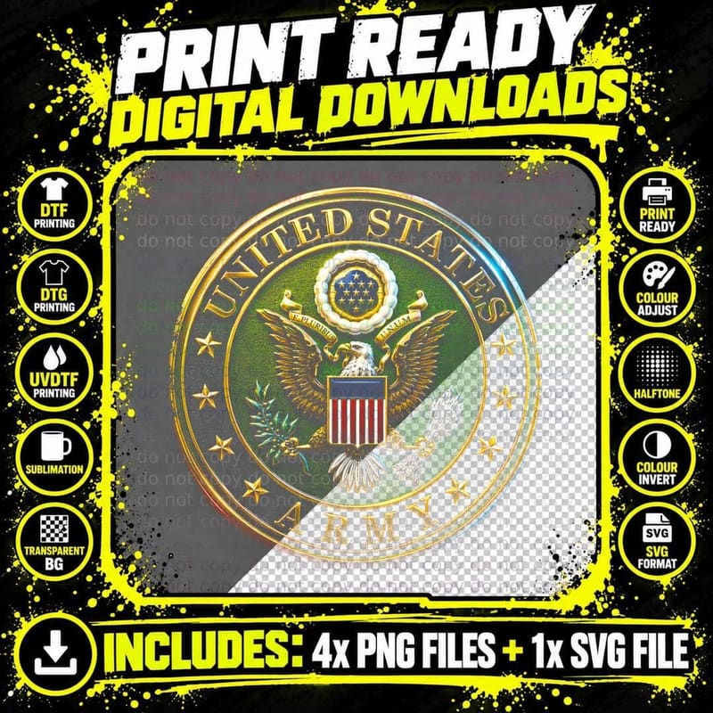 Army Patriotic Halftone T-Shirt, Military Eagle Tee Png SVG Digital Bundle