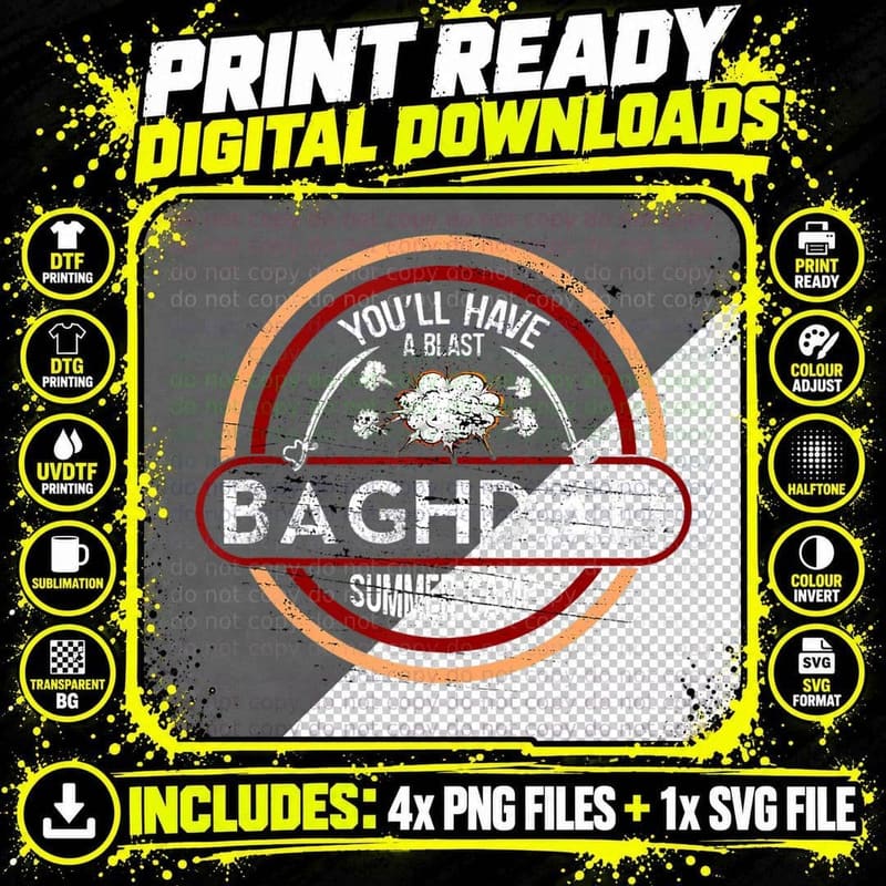 Baghdad Summer Camp Iraq War Veteran Military Png SVG Digital Bundle