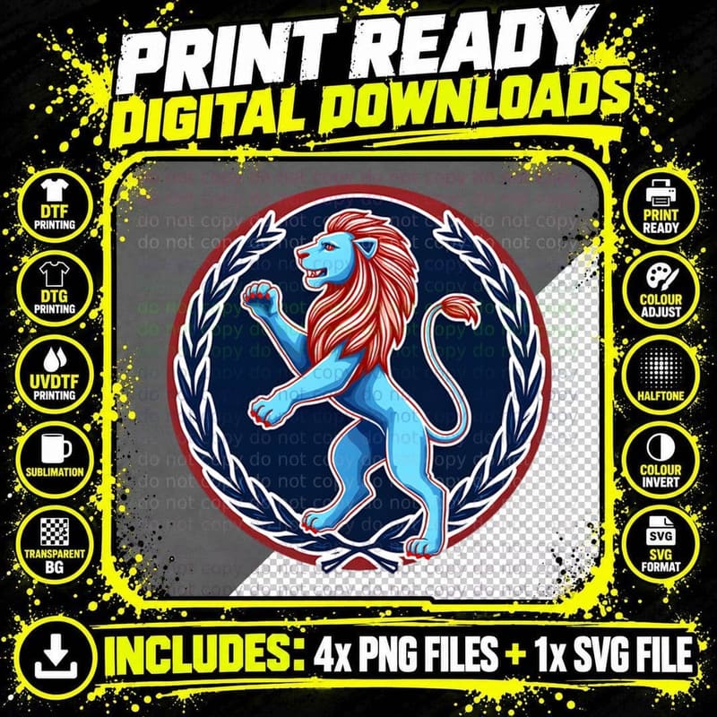 British Union Jack Lion Graphic, Regal Crest Patriot UK Png SVG Digital Bundle