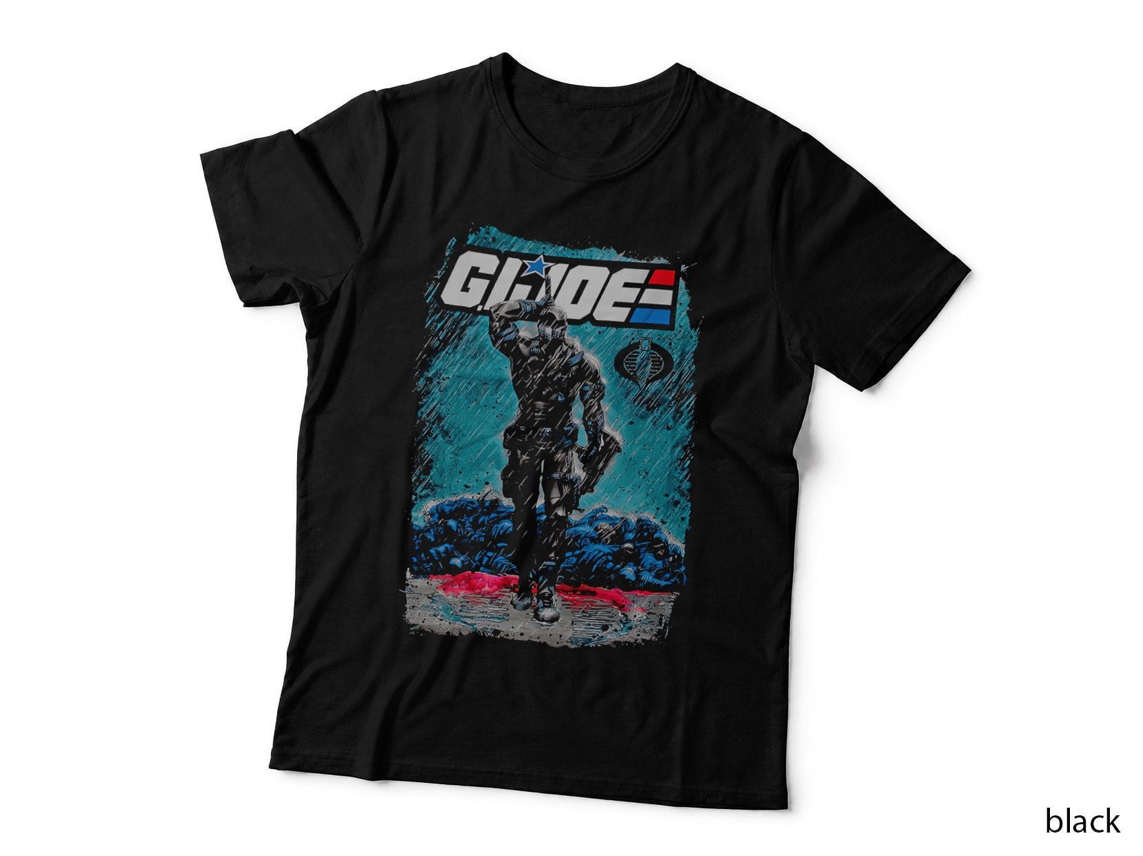Cartoon G.i.joe Blue White Grey Military Soldier T-Shirt