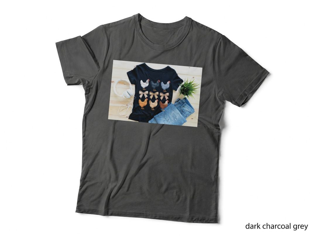 Chickens & Bows on Navy Tee Sarcastic Animal T-Shirt