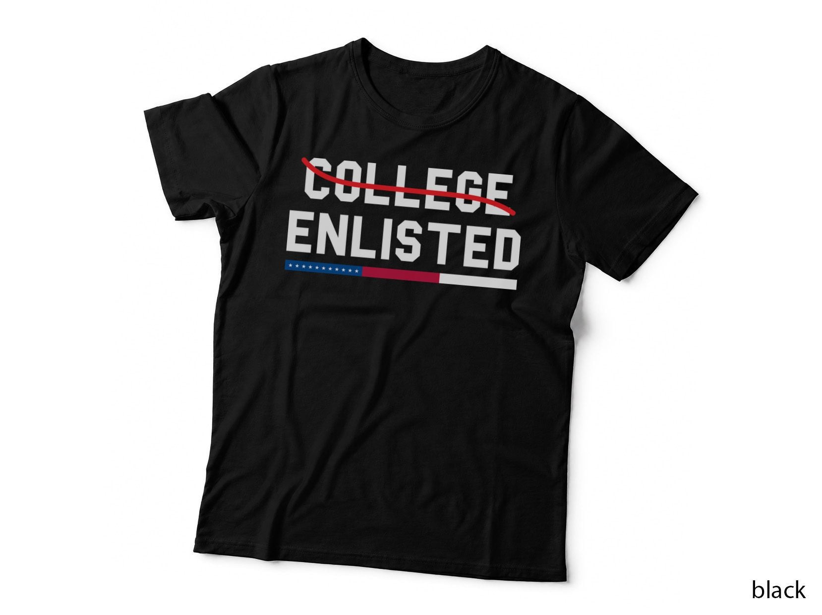 College Enlisted Patriotic T-Shirt, Military-Themed Graphic Tee
