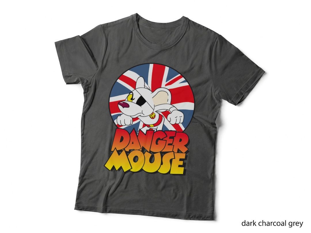 Danger Mouse Union Jack Circle, British Flag, Retro Cartoon, Geeky Gift T-Shirt