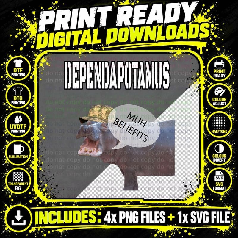 Dependapotamus Dependa Funny Inappropriate Military Meme Png SVG Digital Bundle