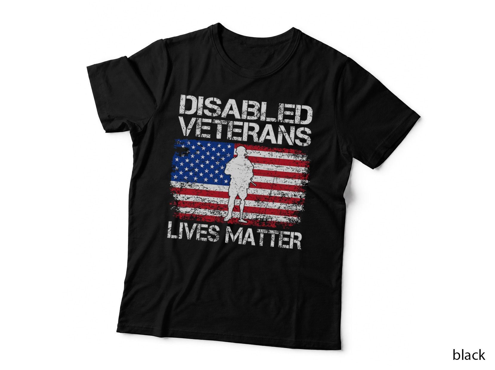 Disabled Veteran Lives Matter Flag American US Vet Military T-Shirt