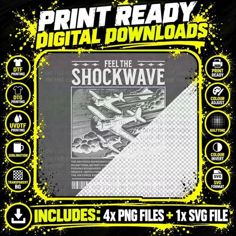 Feel the Shockwave the Horizon Force Aircraft Planes Png SVG Digital Bundle