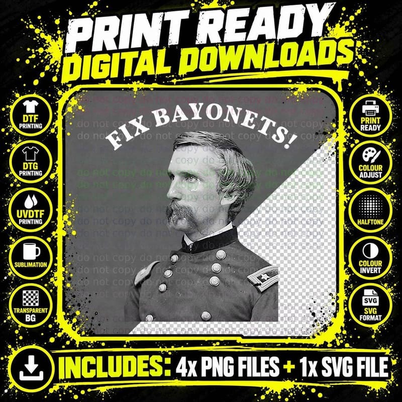 Fix Bayonets Civil War Quote Joshua Chamberlain Png SVG Digital Bundle