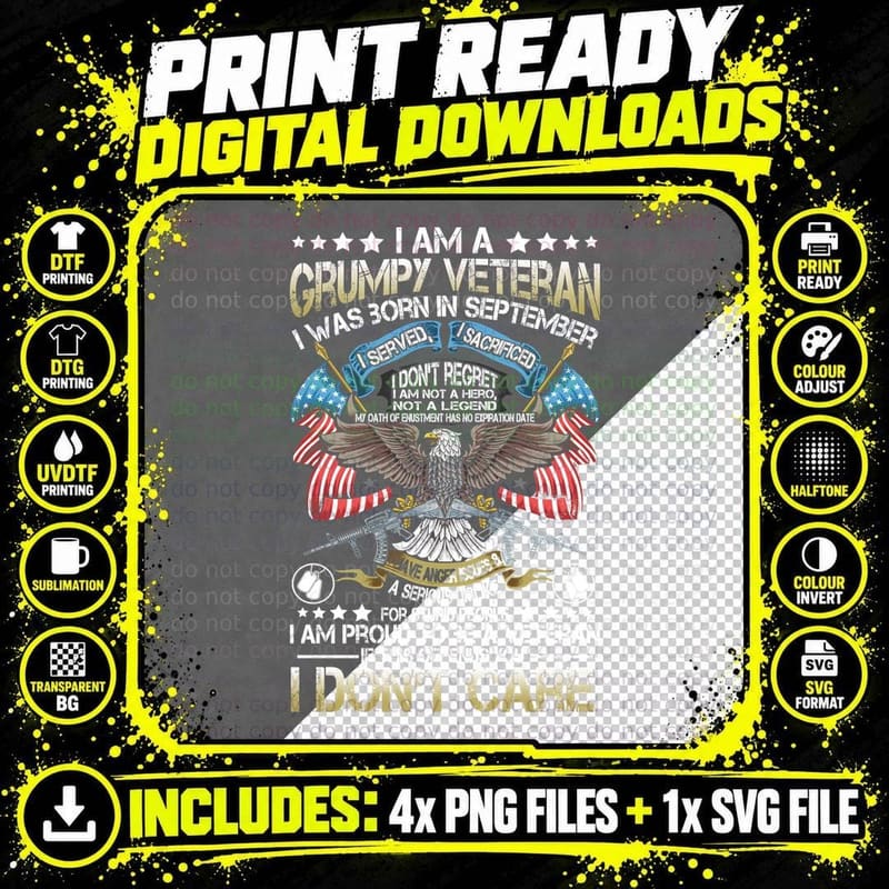 Grumpy Veteran T-Shirt, Patriotic, Military Humor Png SVG Digital Bundle