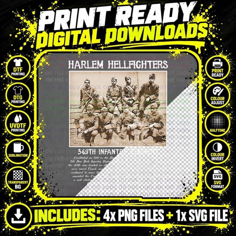 Harlem Hellfighters 369th Infantry Regiment Shirt Png SVG Digital Bundle