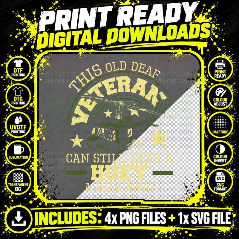 Hear a Huey a Mile Away - Helicopter Pilot Vietnam Png SVG Digital Bundle