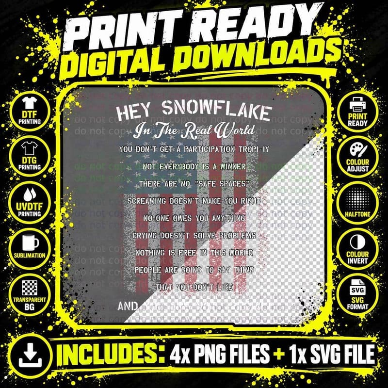 Hey Snowflake in the Real World Military T-Shirt Png SVG Digital Bundle