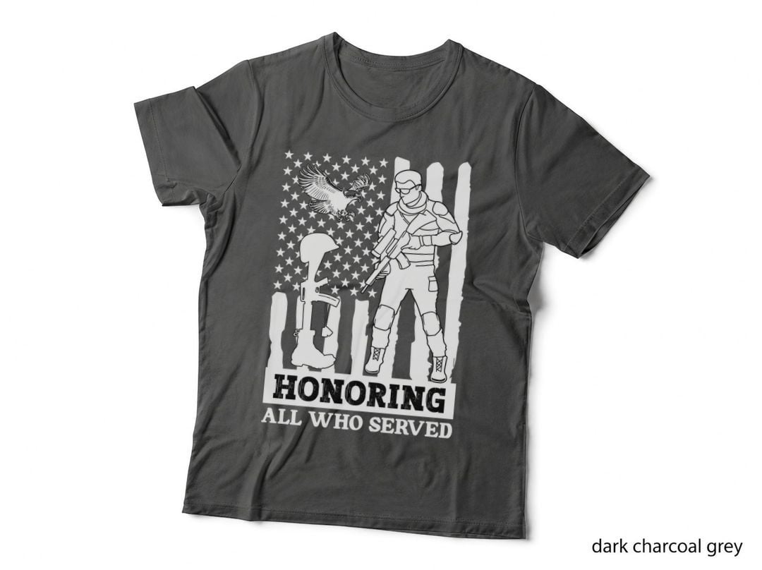 Honoring All Who Served Patriotic T-Shirt, Military Tribute Silhouette Graphic