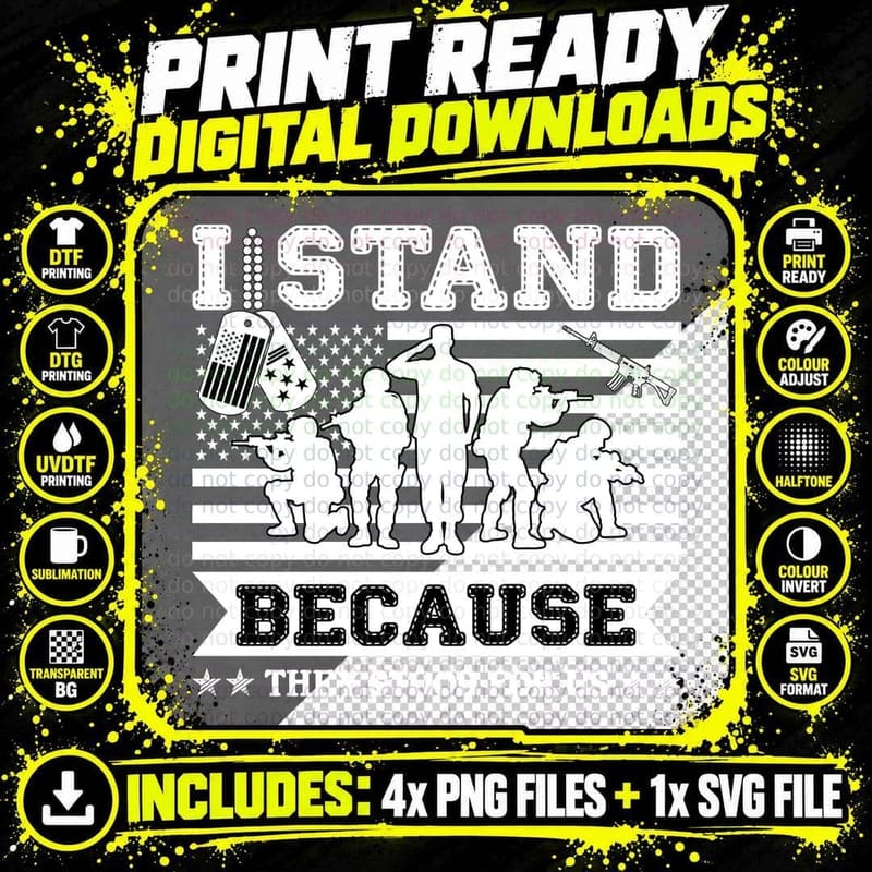 I Stand Because They Stood for Us Patriotic T-Shirt Png SVG Digital Bundle