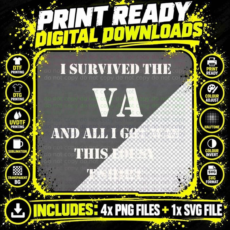 I Survived the VA Military Veteran T-Shirt Png SVG Digital Bundle