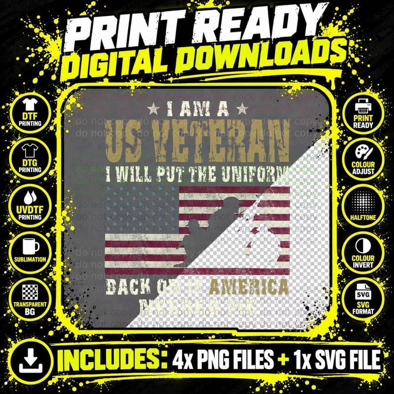 I'm US Veteran Vintage Men Gift T-Shirt Png SVG Digital Bundle